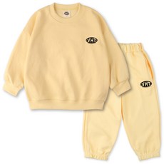 VENHIT 青少年款圓形標籤棉質雙面布大學T運動長褲組