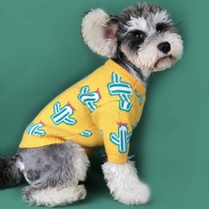 MING 狗狗貓咪仙人掌針織衫, 黃色, 1個