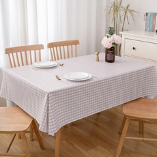 efactory Judy N 繽紛格紋防水餐桌桌布, 1個, 4人座(180 x 140 cm), 粉紅色