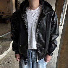 Meosidda 男款 Haze 皮革連帽外套