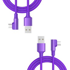 케이스틱 90도 직각 60w 고속충전 C타입 케이블, 퍼플, 2개, 1m