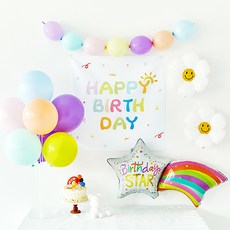 PARTYHAE 生日派對橫幅氣球組 C 11 粉彩流星, 1套, 混色