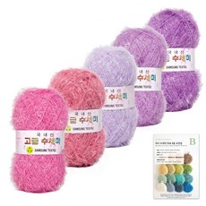 yarna 뜨개질 수세미 80g x 5볼 + B타입 도안 8종 세트, 1개, N6 웨딩핑크