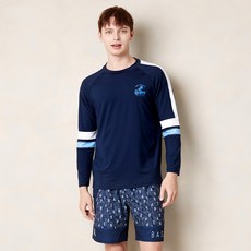 베이직엘르 남성용 오버핏 긴팔 티셔츠 래쉬가드 + 반바지 상하의 세트 BEM-V921N+BEM-V922N