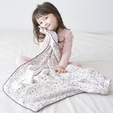 ahtty blanc 兒童棉質超細纖維安撫毯, 白底兔子款, 1條