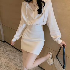 마켓에이 여성용 심플 베이직 미디 후드 원피스 빅사이즈 포함