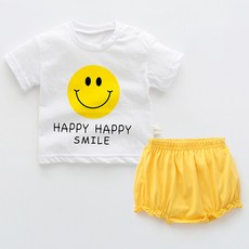 JOYMULTI 童款微笑印花短袖衣褲套裝