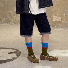 베이비맥스 롤업 일자 5부 밴딩 데님 팬츠