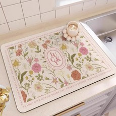 여신 미끄럼 방지 규조토 주방 고급 흡수 속건 식탁매트, 스타일18, 2개, 30 x 50 cm