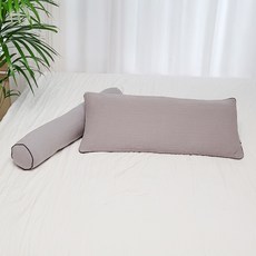 ahtty blanc Yoru紗布寬版嬰兒枕頭 + 身體枕套組, 灰色