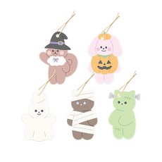 Donna&deco 彩虹花園 萬聖節吊牌 5款 x 20入 + 棉繩 100入 套組, 1套, 混合色