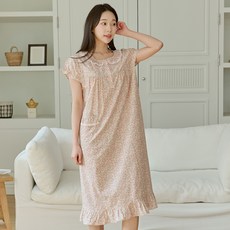 찌니야 여성용 카델플라워 60수 순면 반팔원피스잠옷 7290
