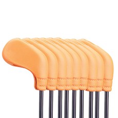 오래 베이직 골프 아이언 고무 방수 헤드 보호 캡 커버 9종 세트, 오렌지셋