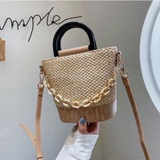 밀짚 체인 크로스백