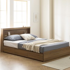 파로마 르마르 LED 수납 침대 + 독립 매트리스 방문설치, 헤이즐넛