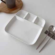 Bloom at home 純淨珍珠4格分隔餐盤, 1個, 白色