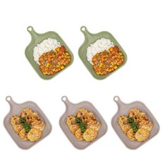 粉彩兒童點心盤5件組, 沙灰色 3件 + 橄欖綠 2件, 1套