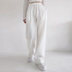 플랜데이 여성용 트랙 투핀턱 스트링 와이드 조거 팬츠 숏