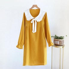 孕婦哺乳蕾絲領長袖連身裙