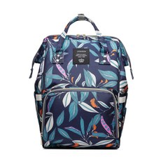 JH Company 植物印花大容量後背包, 藍色
