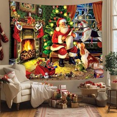 Arty Home 壁爐快樂聖誕掛毯 薄款布料, 1個, TYPE23