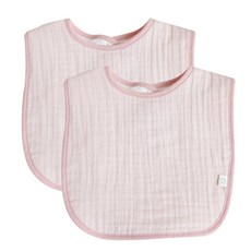 꿈꾸는두부 삼중거즈 양면 턱받이, 핑크 + 화이트, 2개