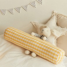 SHEZ HOME 印花圓柱形長抱枕, 黃色格紋款