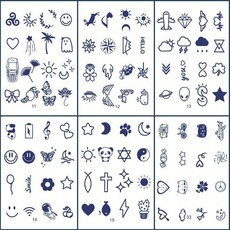 芬尼西樂 小指紋身貼紙 96款套組, C款, 1套