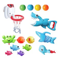 GENTOY 鯊魚水槍沐浴玩具15件組, 1組, 混色