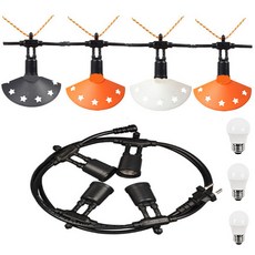 Victory Lighting Lighting 11燈 E26 三色燈罩 派對燈串 星星裝飾 9.5m + 燈泡 11p 套組, 混合顏色(燈罩), 黑色(電燈線), 燈泡色(燈泡), 1套