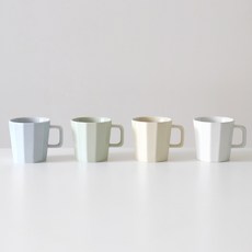 kamome kitchen 造型馬克杯組 4入, 藍+薄荷+象牙白+亮白