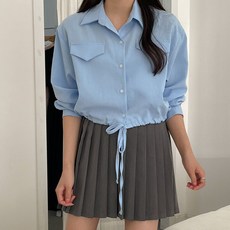 Sugar Fun 女款布丁雙口袋抽繩長袖襯衫