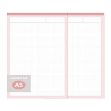 Recoz 方格筆記本 A5, 50張, 2個, 蜜桃色