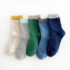 孩童拼色羅紋中筒襪 5雙