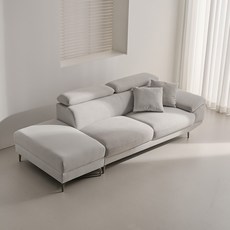 웰퍼니쳐 타엔 무빙헤드 코모도 패브릭 3.5인용 소파 좌형 + 스툴 + 쿠션 1p 세트 방문설치, 라이트 그레이