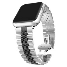 루아러블 애플워치 쥬빌레 밴드 메탈 스트랩, 블랙 + 실버, 1개
