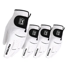 PGA TOUR 男款 Max Flex 高爾夫手套 左手用, 白色 黑色, 4個