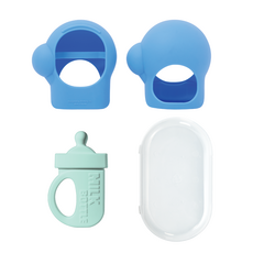Simtong 固齒器2件組, 藍紫色, 薄荷綠, 1套, 雙手手套固齒器 + 奶瓶固齒器