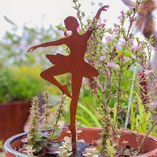 SteelDeco 花盆裝飾 芭蕾舞者花盆插牌, 烤漆褐色