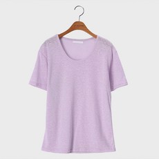 시크폭스 여성용 통기성 코지린넨 반팔 티셔츠 U넥