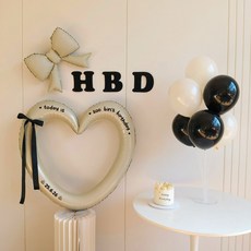 피앤비유니티 리본 HBD 파티벌룬 세트, 08 하트프레임아이보리, 1세트 08 하트프레임아이보리, 1세트