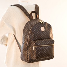 CCREANG 女性皮革拼接後背包 S739, 米色