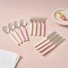 Modern House Sugar Tart蝴蝶結餐具晚宴組, 1套, 餐具12件組, 奶油粉紅