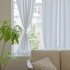 BAZAAR Fulldal 素色遮光窗簾 2p + 窗簾軌道+ 窗簾掛鉤 + 窗簾桿 2p +窗簾綁帶 2p, 白色