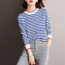 Lemon Soul 女款瑪莉條紋撞色針織衫