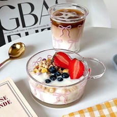 다파랑 러블리 핑크리본 공주컵 + 시리얼볼 식기 세트 HJ0085 2p, 혼합색상, 1세트, 컵 + 볼