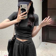 아이엠몽 여성용 토미아 데일리 베이직 컬러 반팔 티셔츠