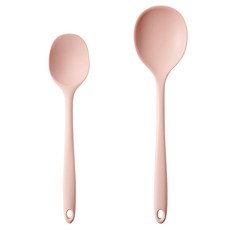 EasySili 矽膠炒匙 31.5cm + 多功能匙 28cm 套組, 1套, 淡粉色