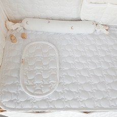 아이레빗 유아용 인견 곰누빔 도톰 양면 침대 패드 쁘띠라뺑에코베어 호환, 크림 아이보리 + 아이보리, 1개