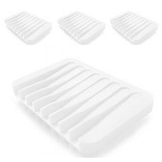 Saenghwalgongsik 乾爽瀝水矽膠肥皂架, 白色, 4個